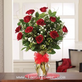 11 Red Roses in a Vase